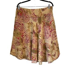 SK1 Vintage Lauren Ralph Lauren‎ 100% Linen Paisley Skirt Size 10 Medium